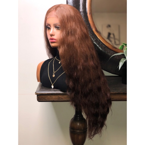 RHONDA| LONG WAVY BROWN DIPPED LACE FRONT WIG - Picture 2 of 4